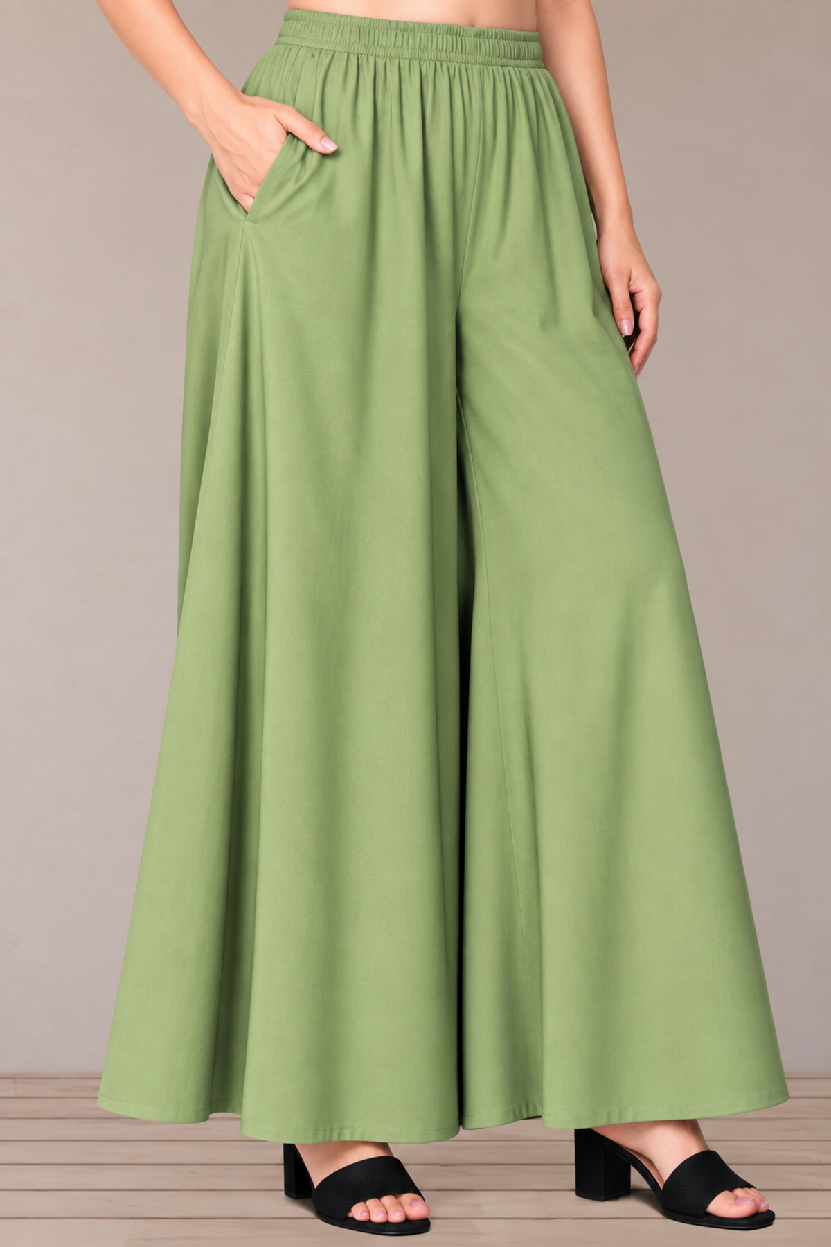 Pista Green Rayon Skirt Palazzo