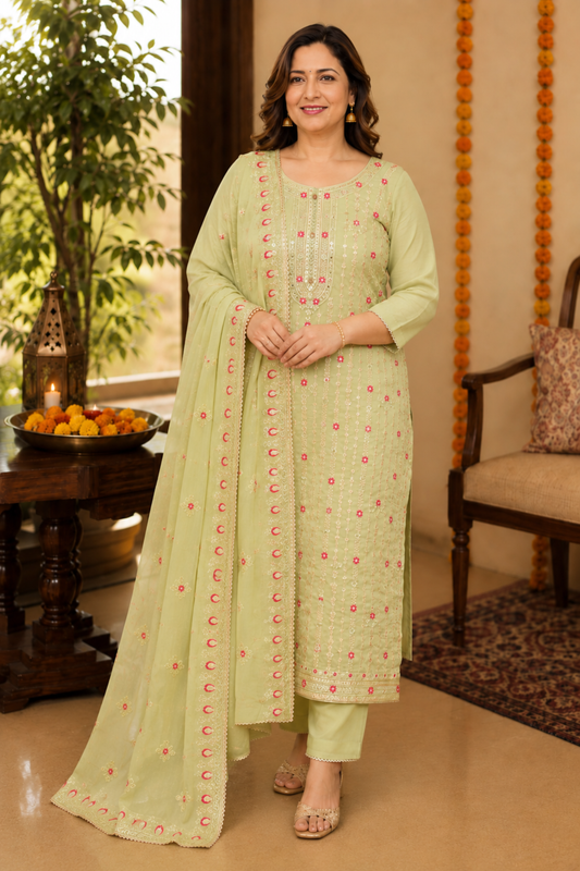 Pista Sequin Organza Suit Set