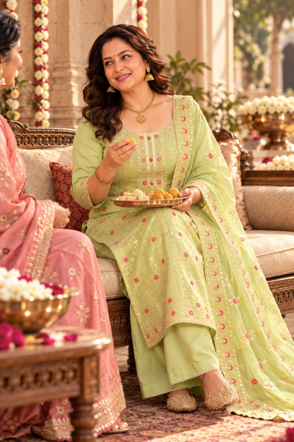 Pista Sequin Organza Suit Set