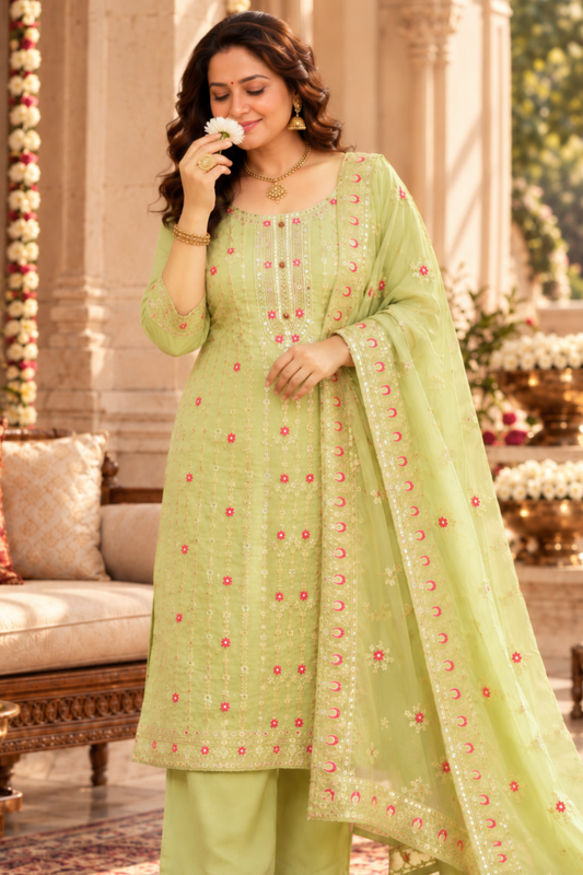 Pista Sequin Organza Suit Set