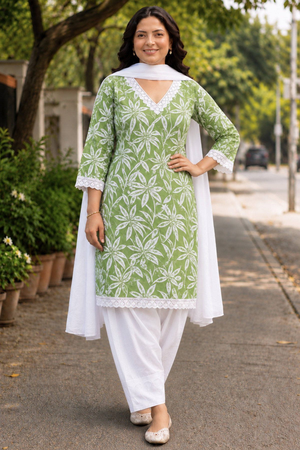 Pistachio Leaf Farshi Salwar Suit