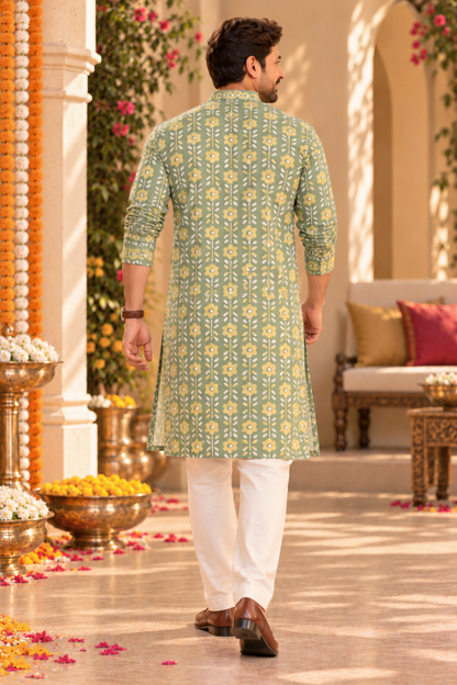 Olive Grove Foiled Festive Kurta