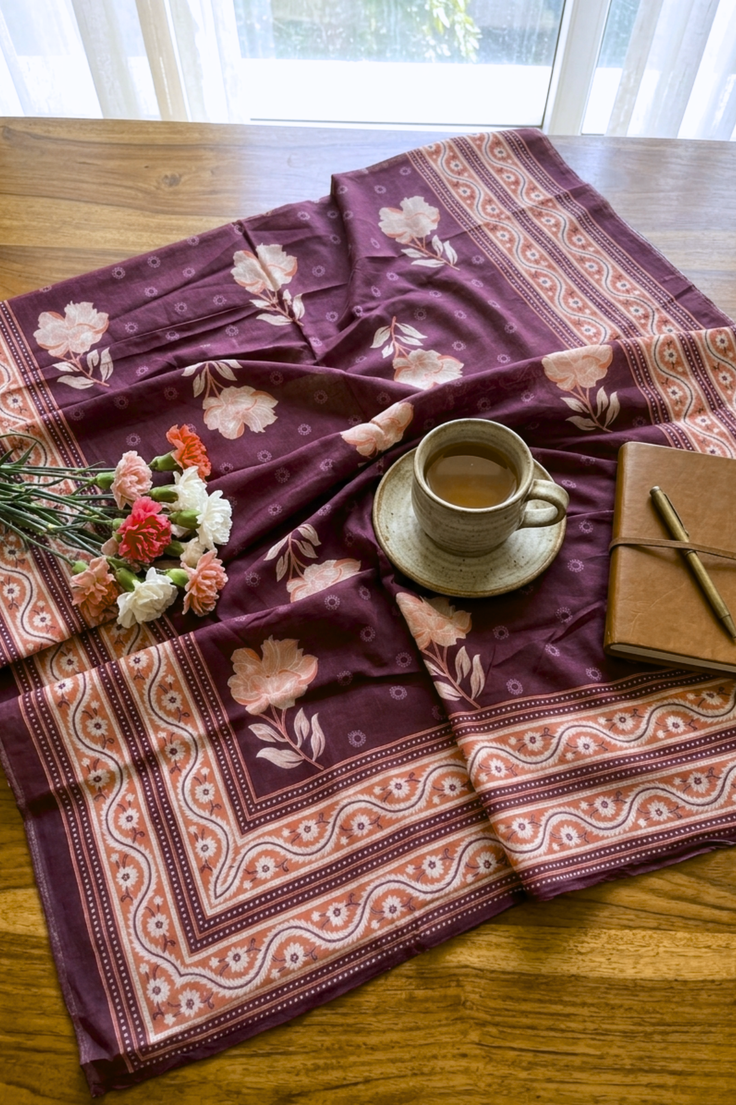 Wine Garden Silk Dupatta