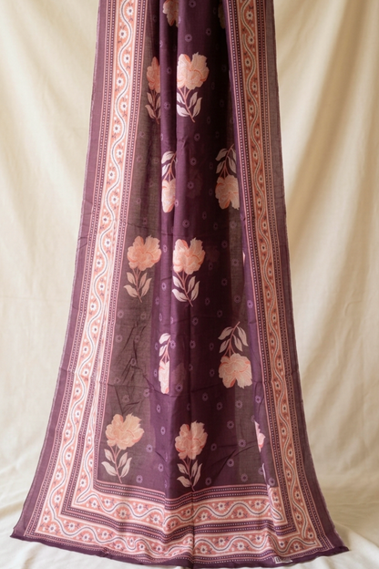 Plum Floral Cotton Dupatta