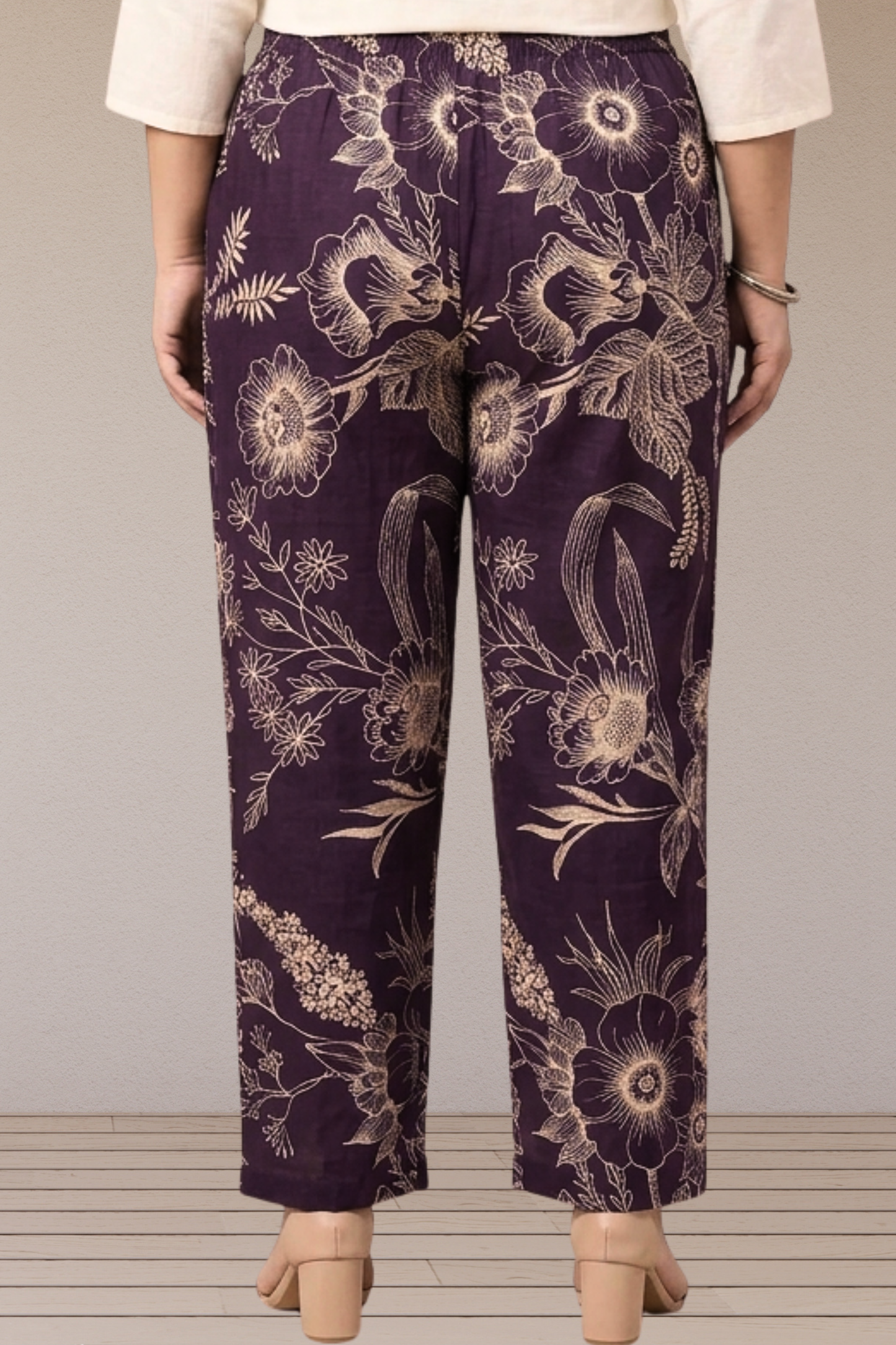 Plum Floral Cotton Pant
