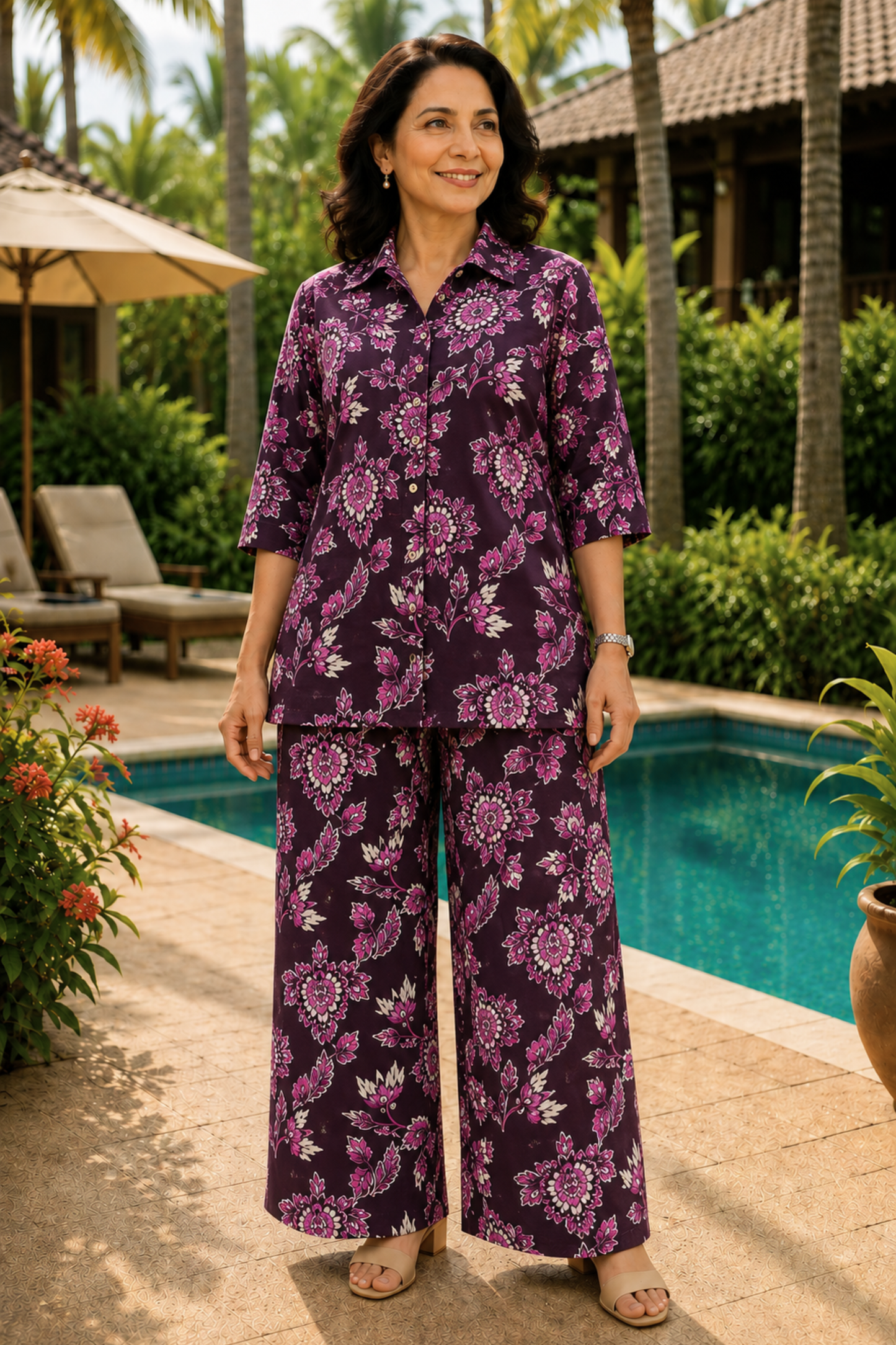 Plum Floral Printed Co-ord Set