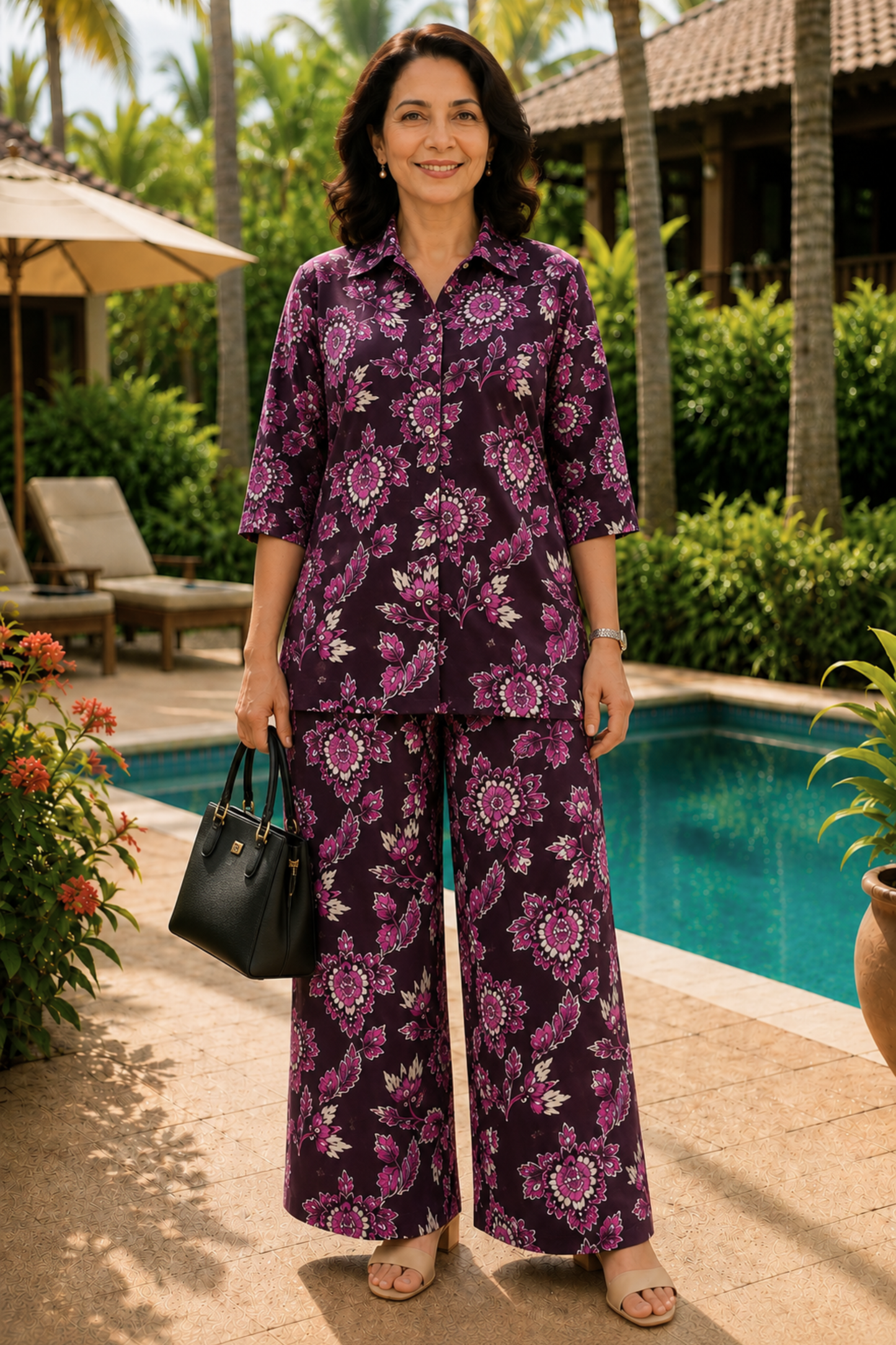 Plum Floral Printed Co-ord Set