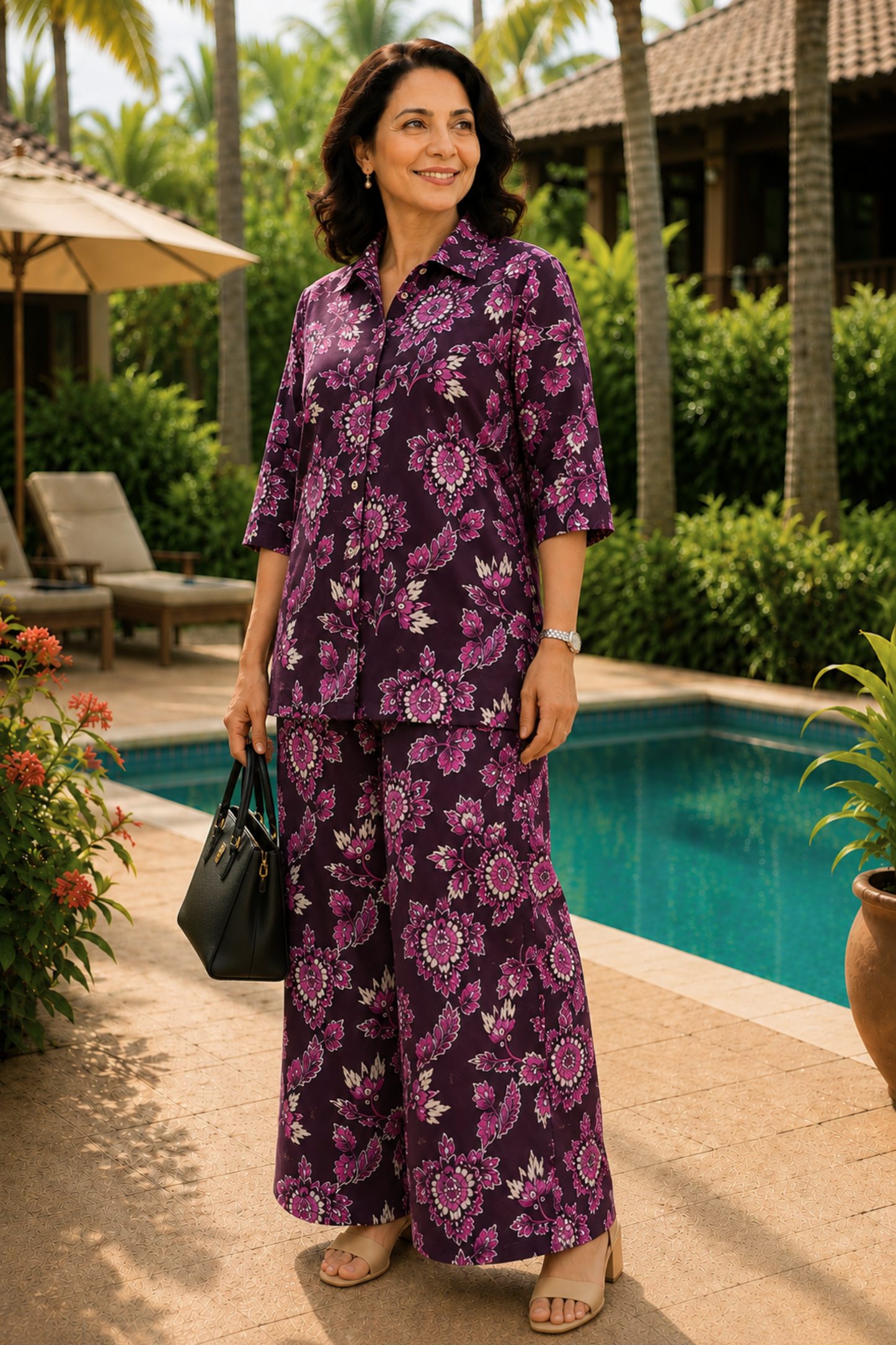 Plum Floral Printed Co-ord Set