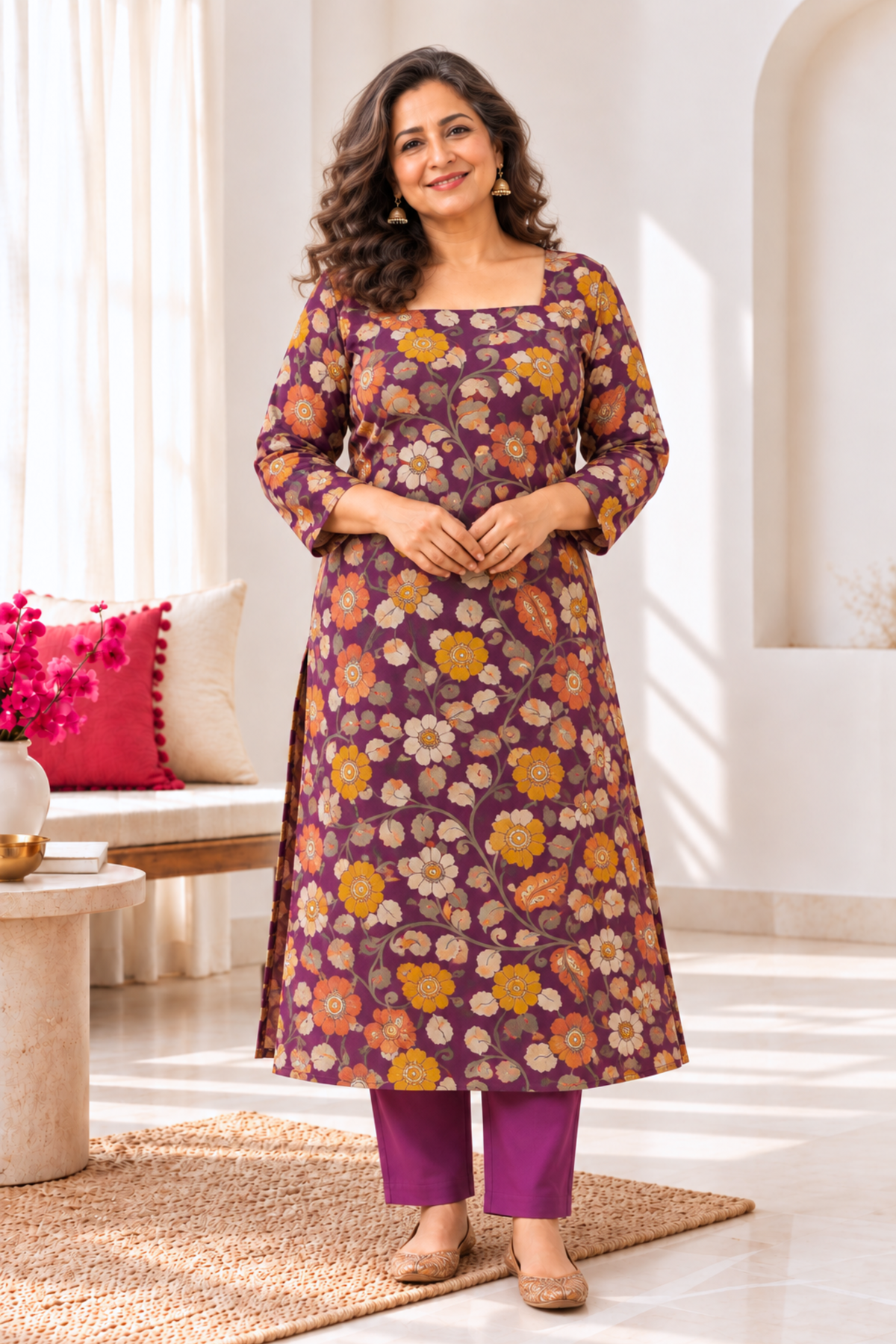 Plum Garden A-line Cotton Kurta