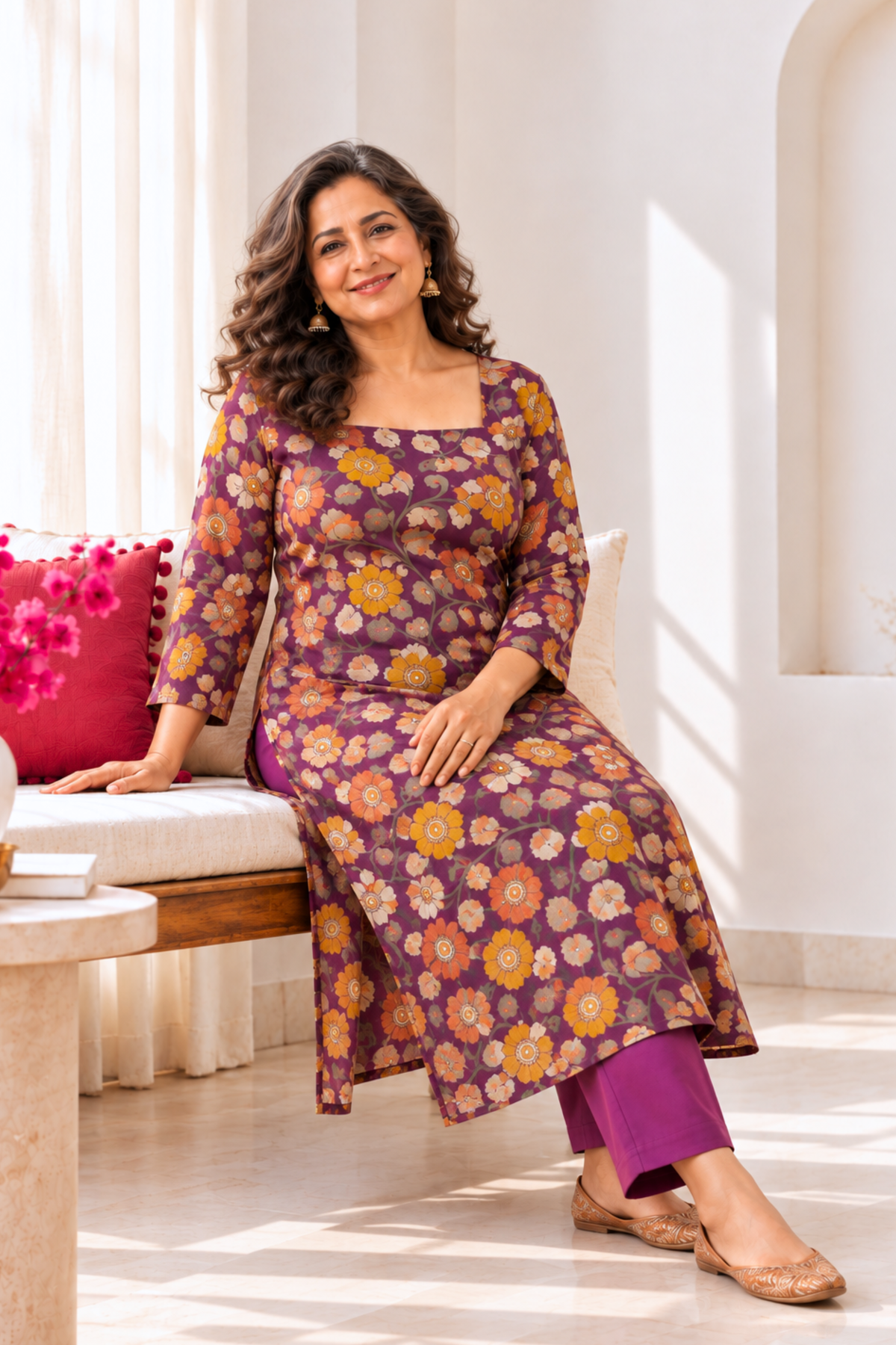 Plum Garden A-line Cotton Kurta