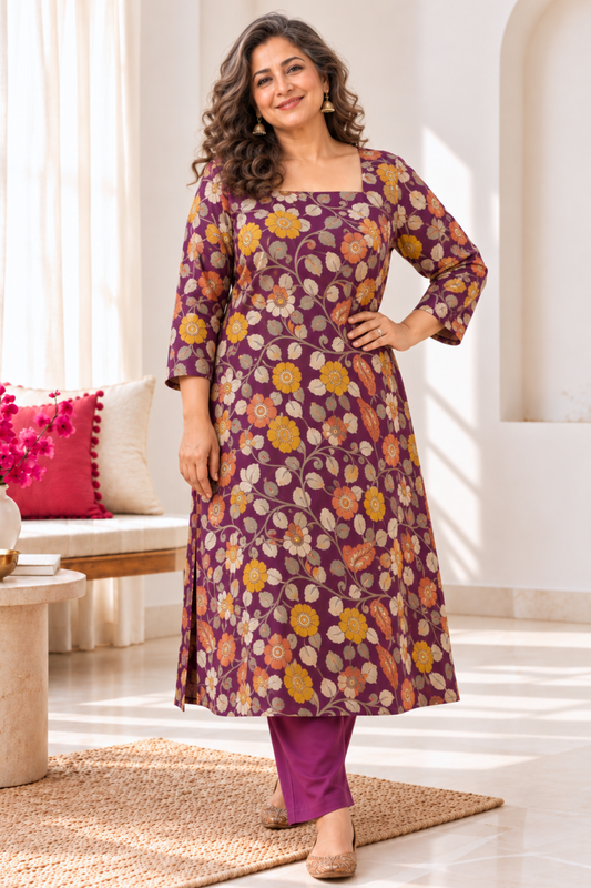 Plum Garden A-line Cotton Kurta