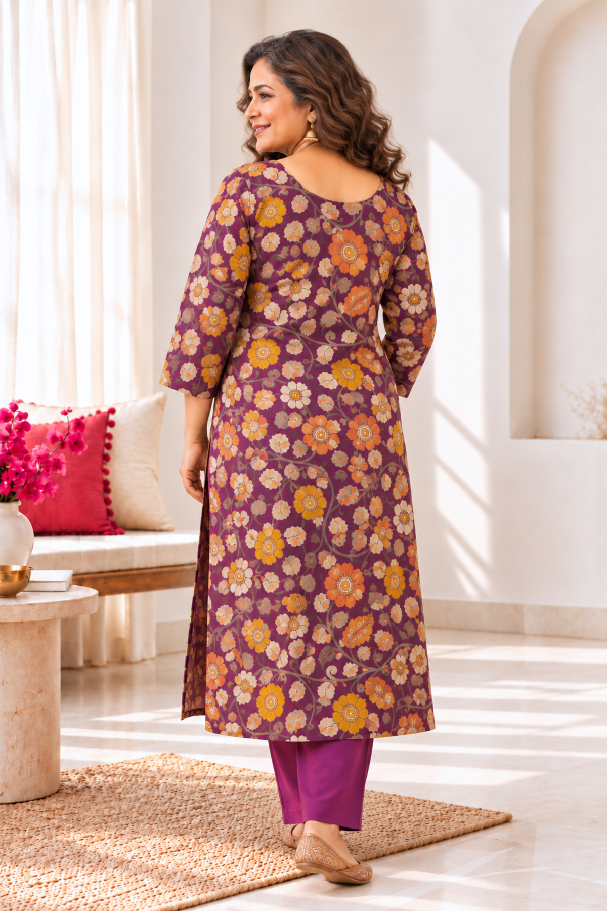 Plum Garden A-line Cotton Kurta