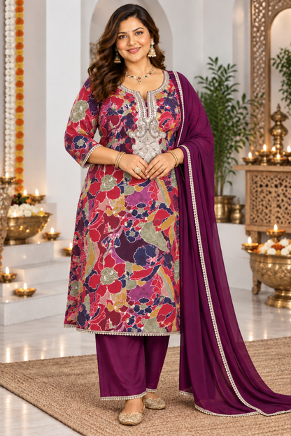 Plum Serenade Foiled Suit Set