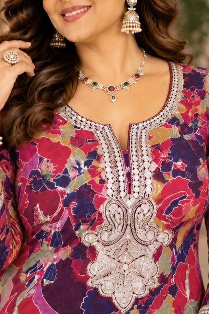 Plum Serenade Foiled Suit Set