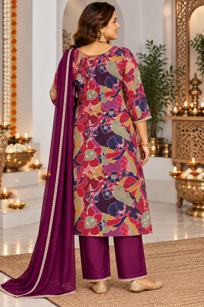 Plum Serenade Foiled Suit Set
