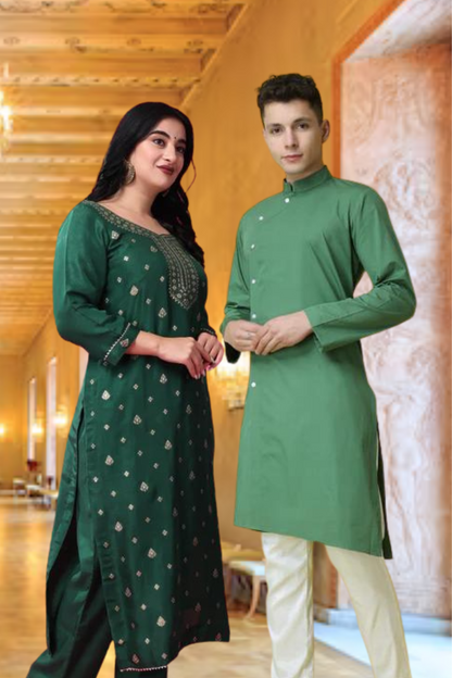 Garnet Green Twinning Couple Outfit