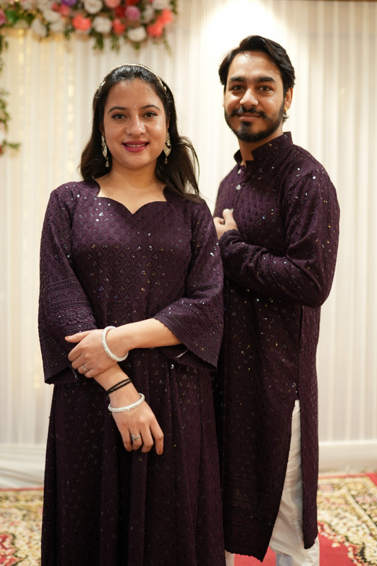 Deep Mulberry Sequined Couple Dress