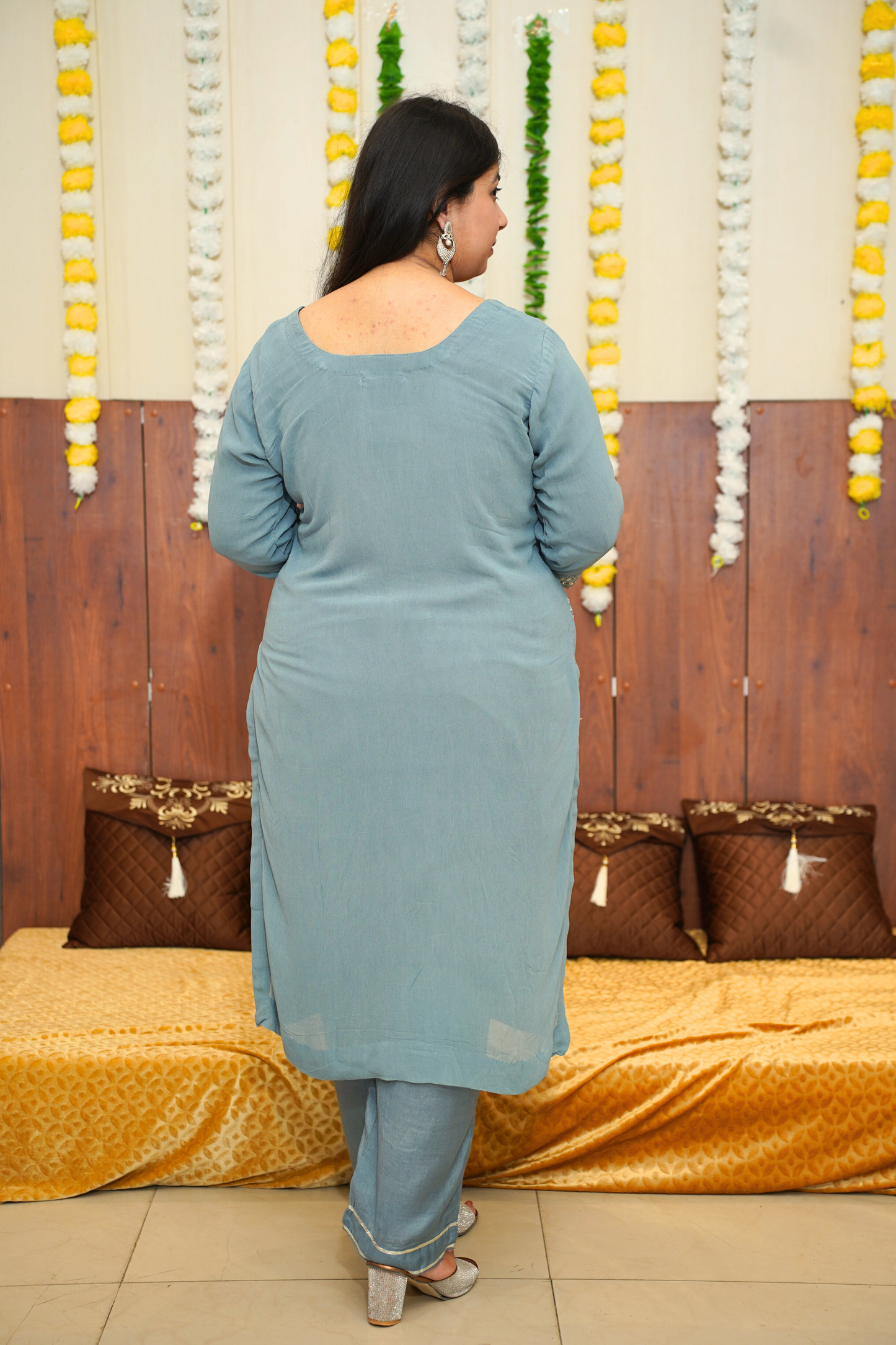 Gleamy Grey Mirrored Suit Set