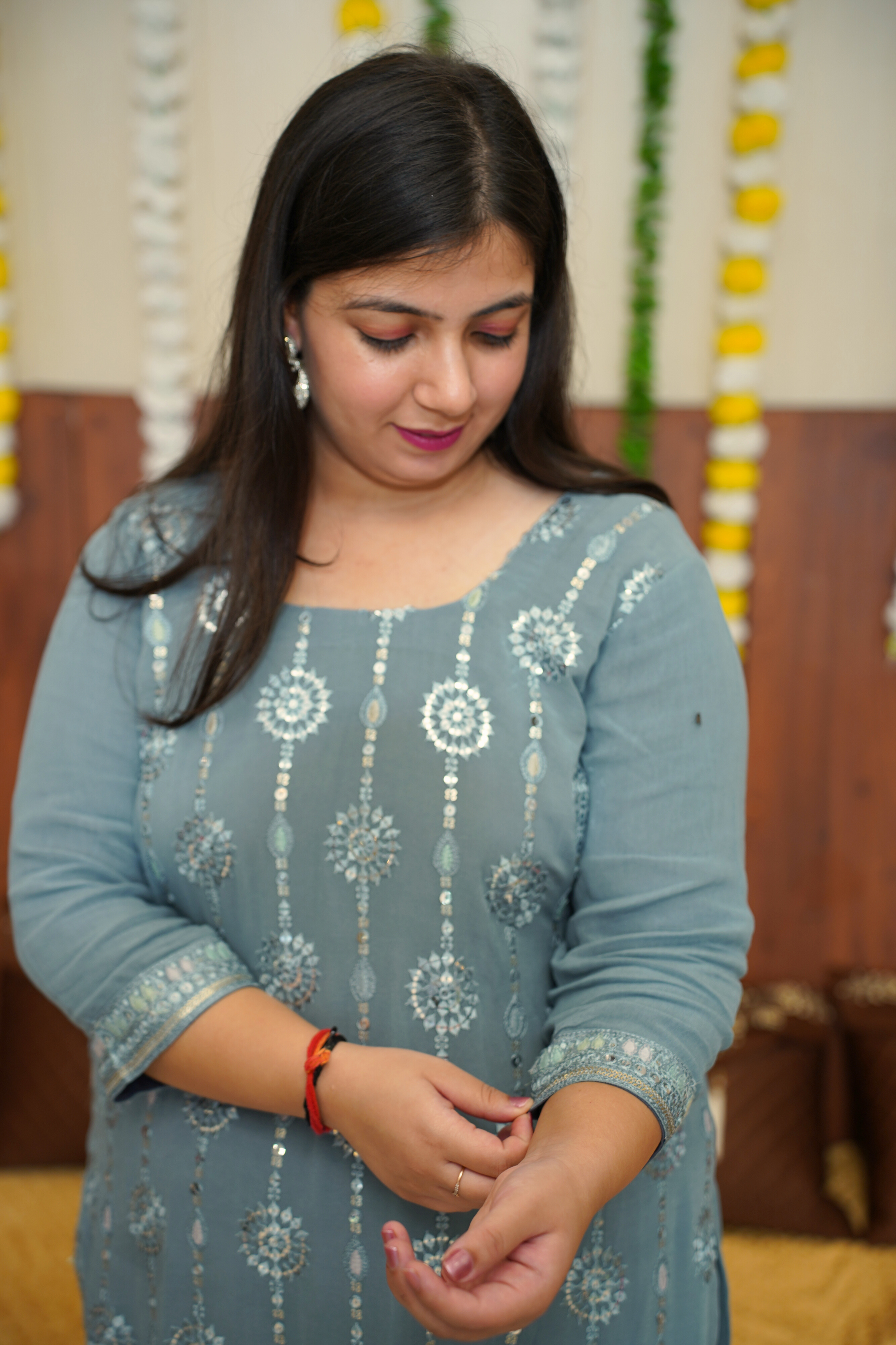 Gleamy Grey Mirrored Suit Set