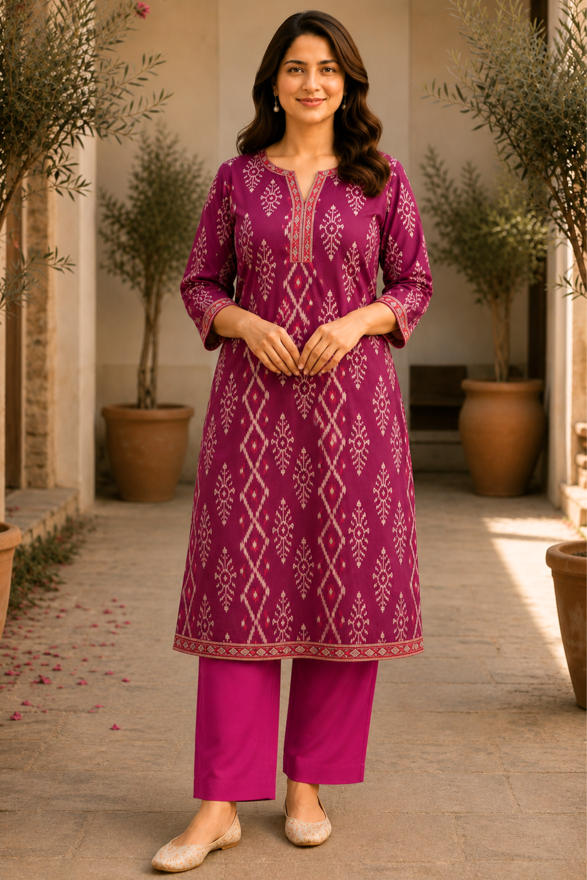 Plum Essence Cotton Kali Kurta