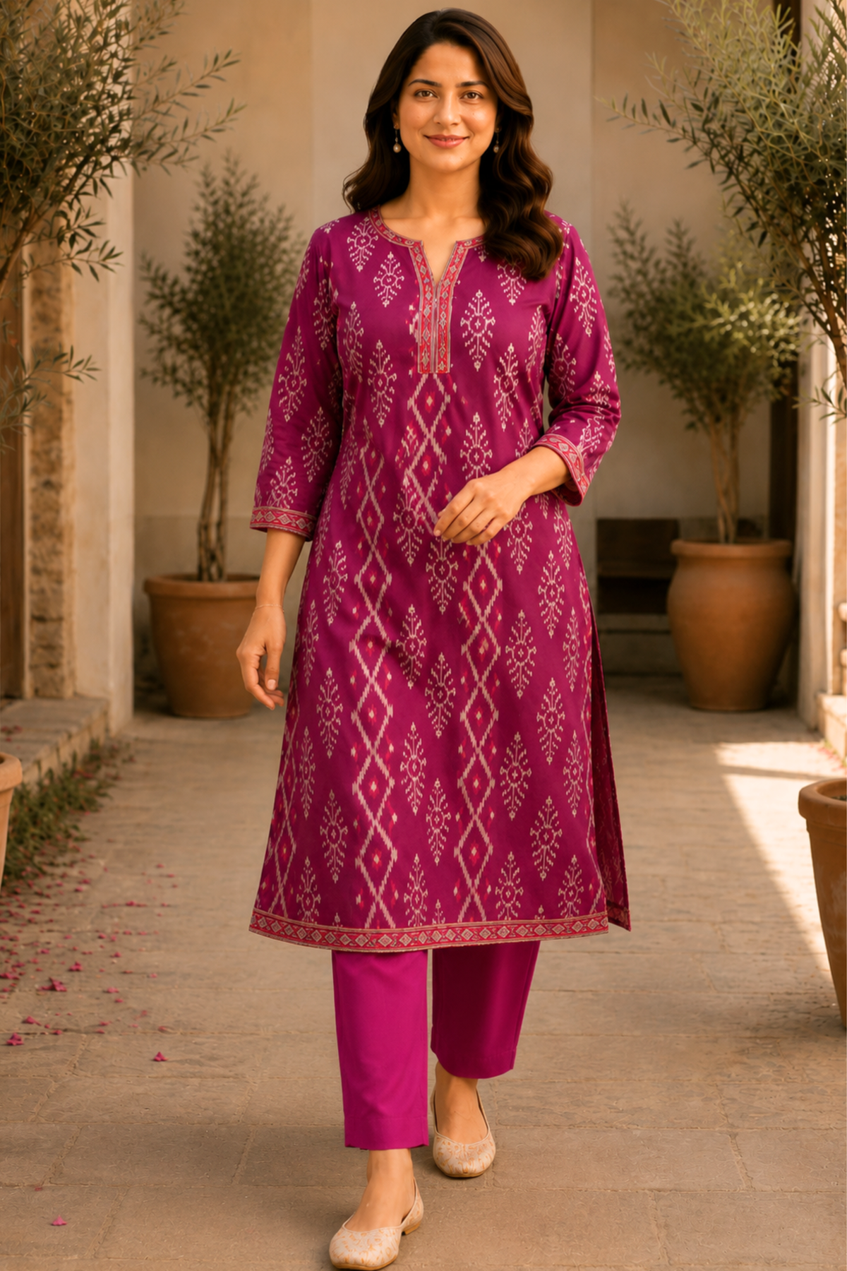 Plum Essence Cotton Kali Kurta