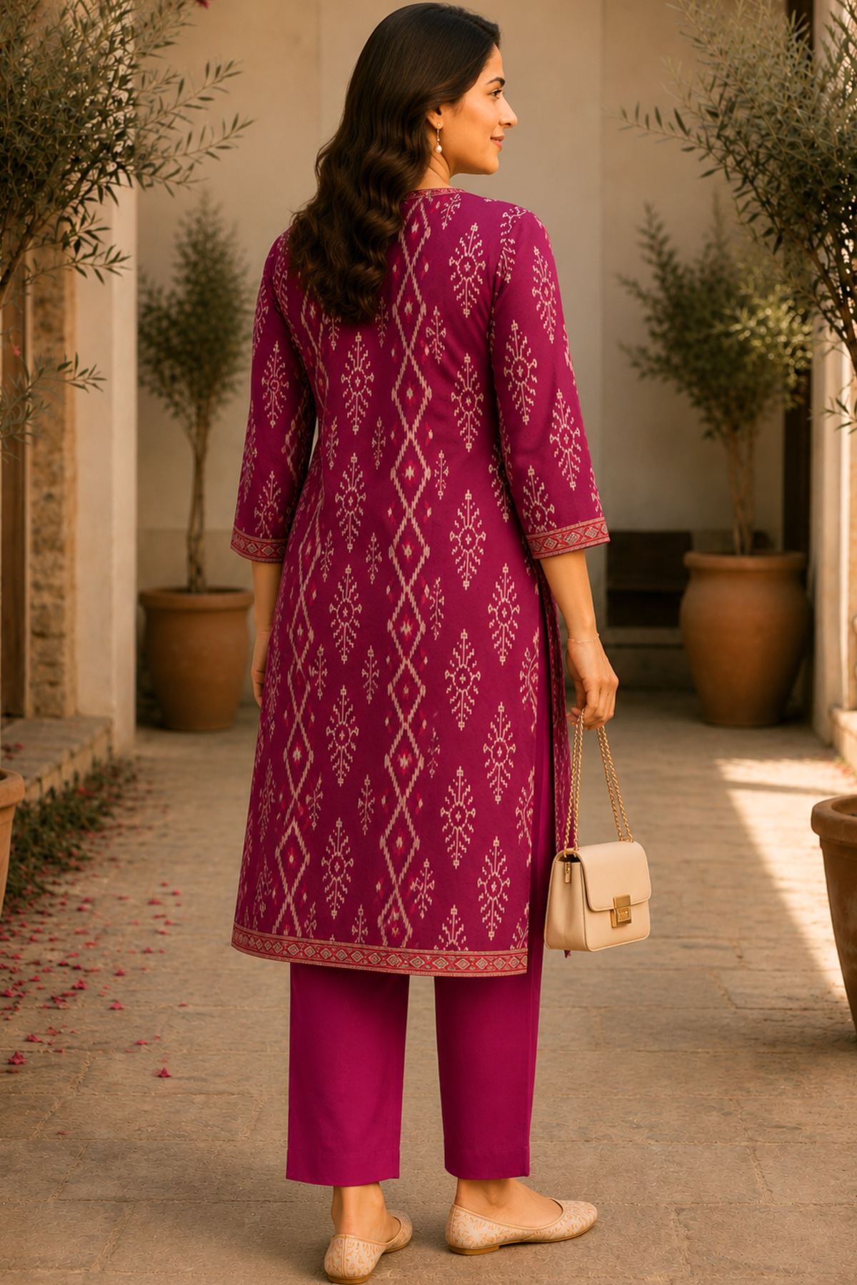 Plum Essence Cotton Kali Kurta