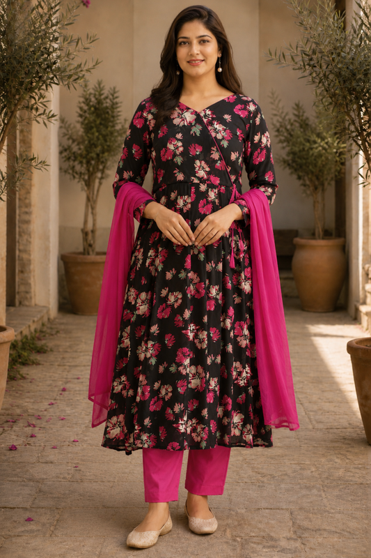 Gulabi Noor Floral Anarkali Set