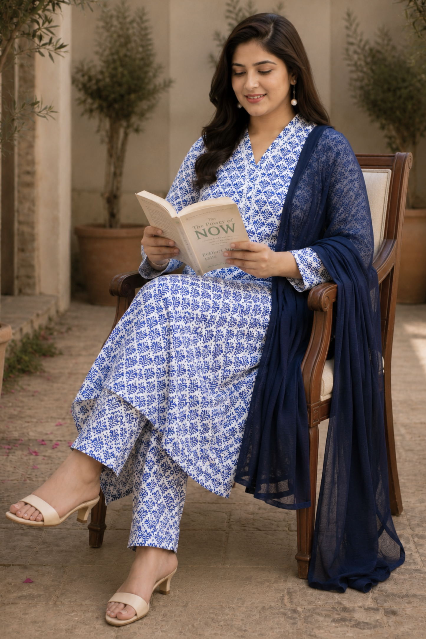 Ivory Neelakshi A-line Cotton Suit Set