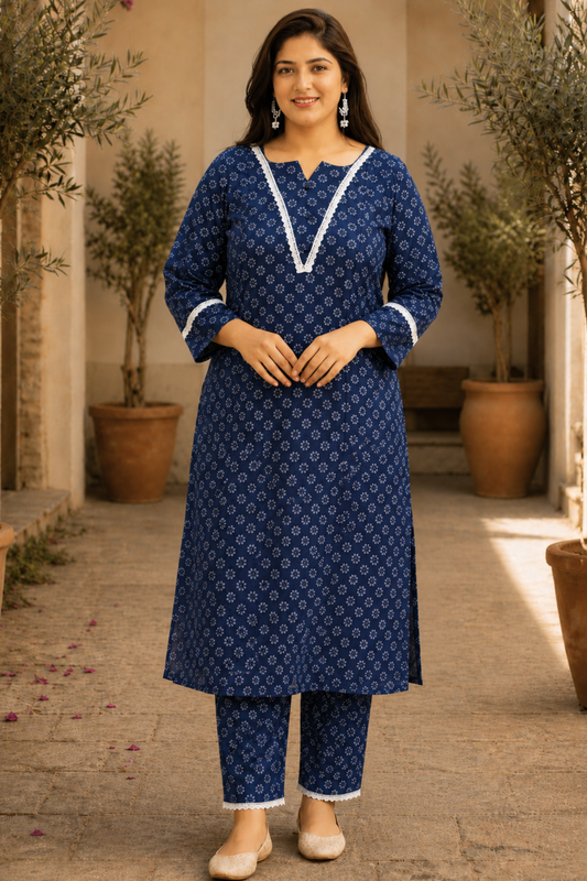 Neel Gul A-line Cotton Kurta Set