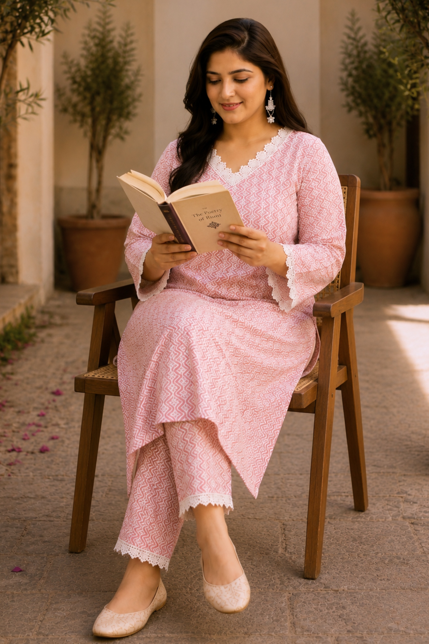 Soft Pink A-line Cotton Kurta Set