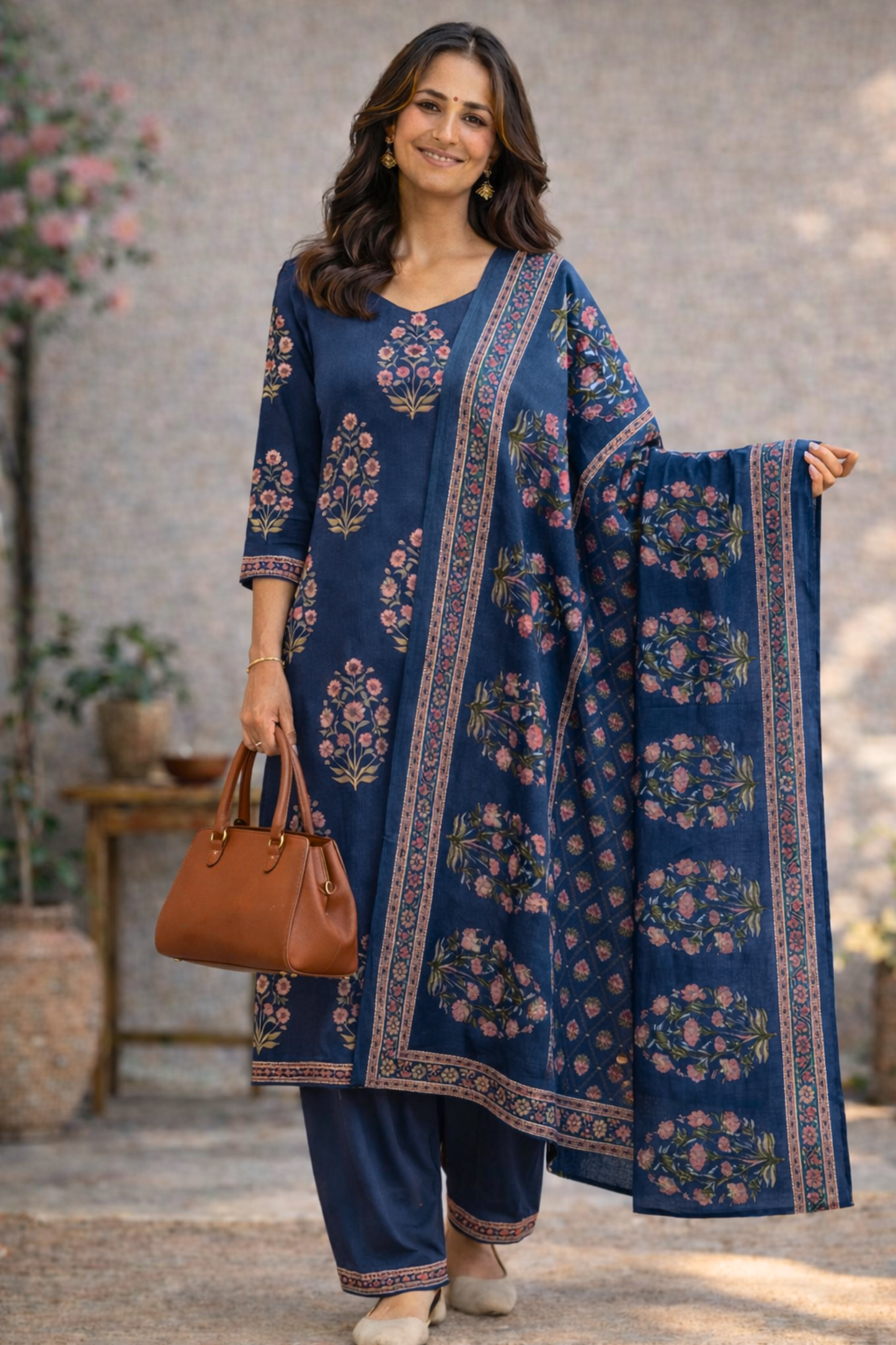Indigo Meadow Cotton Salwar Suit