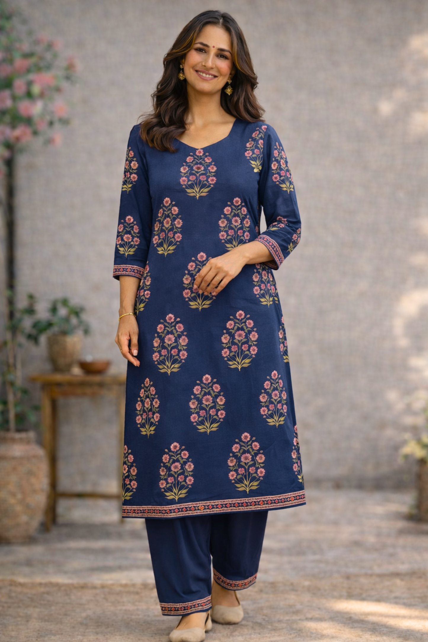 Indigo Meadow Cotton Salwar Suit