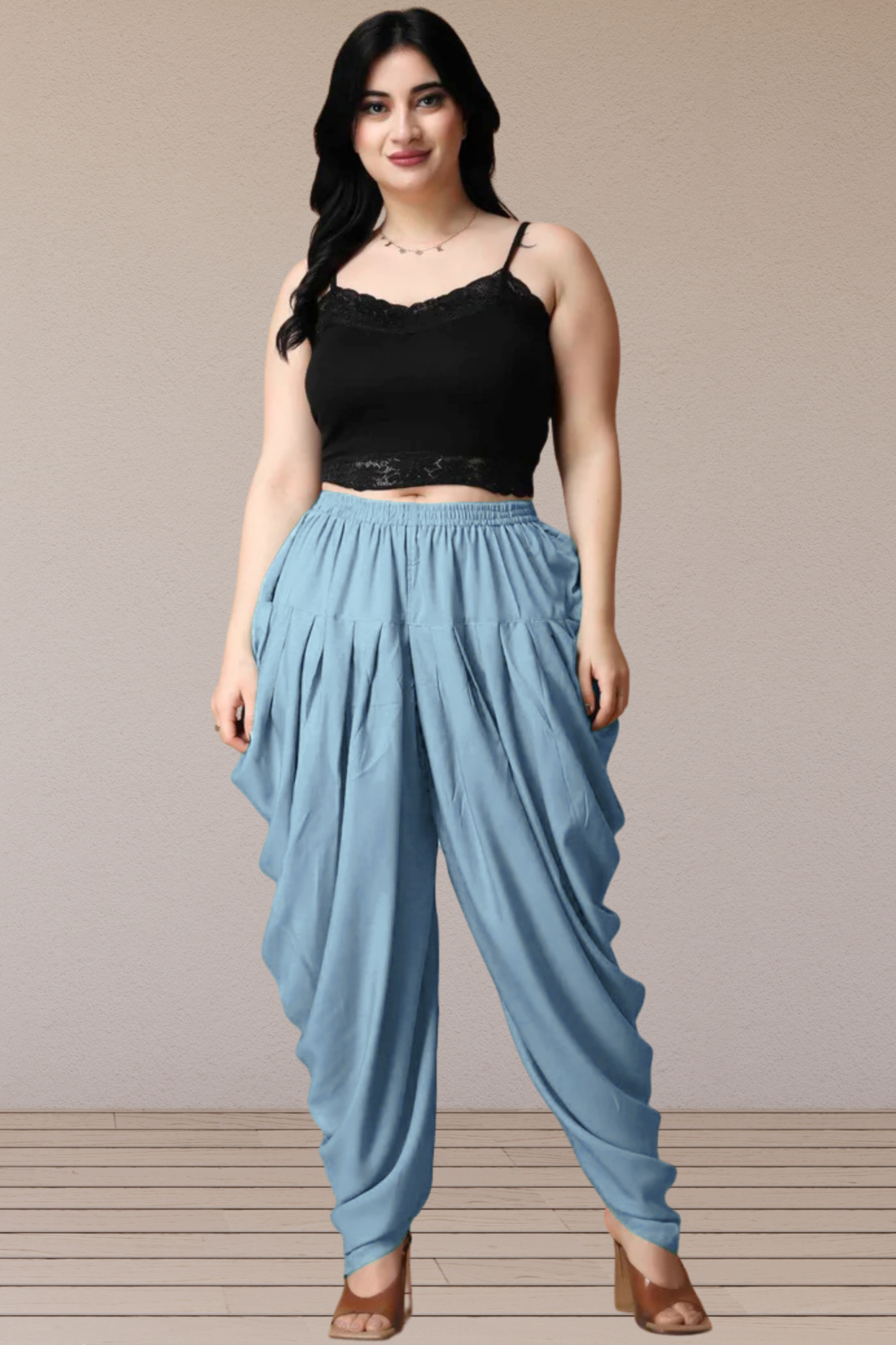 Powder Blue Belted Dhoti Salwar