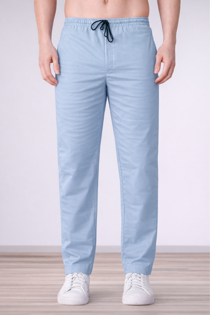 Powder Blue Cotton Track Pants
