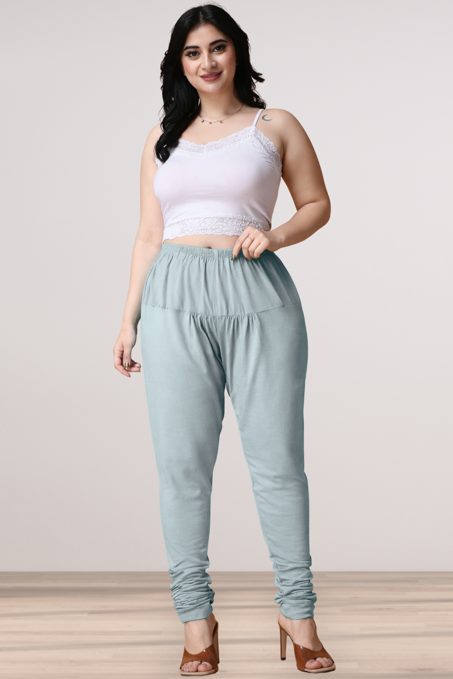 Powder Blue Cotton Churidar Pants