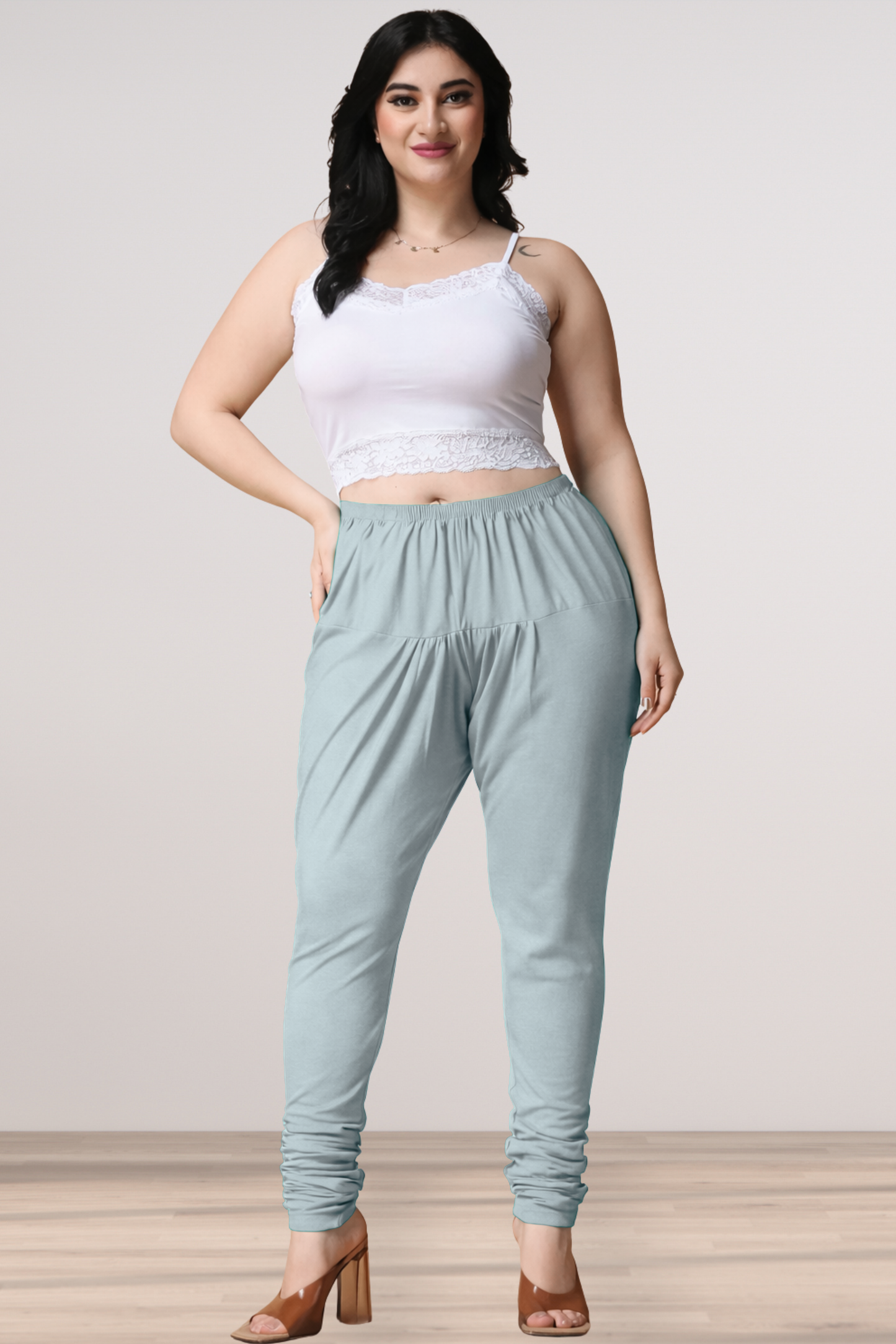Powder Blue Cotton Churidar Pants