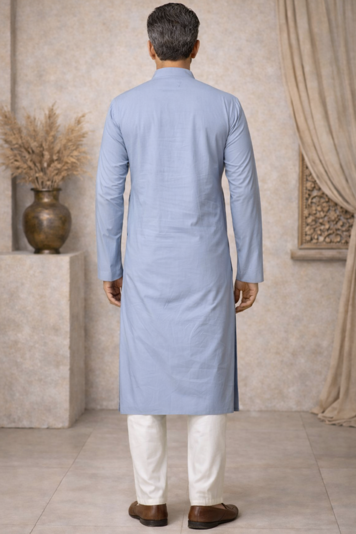 Powder Blue Cotton Kurta Pajama