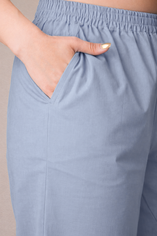 Powder Blue Cotton Kurti Pant