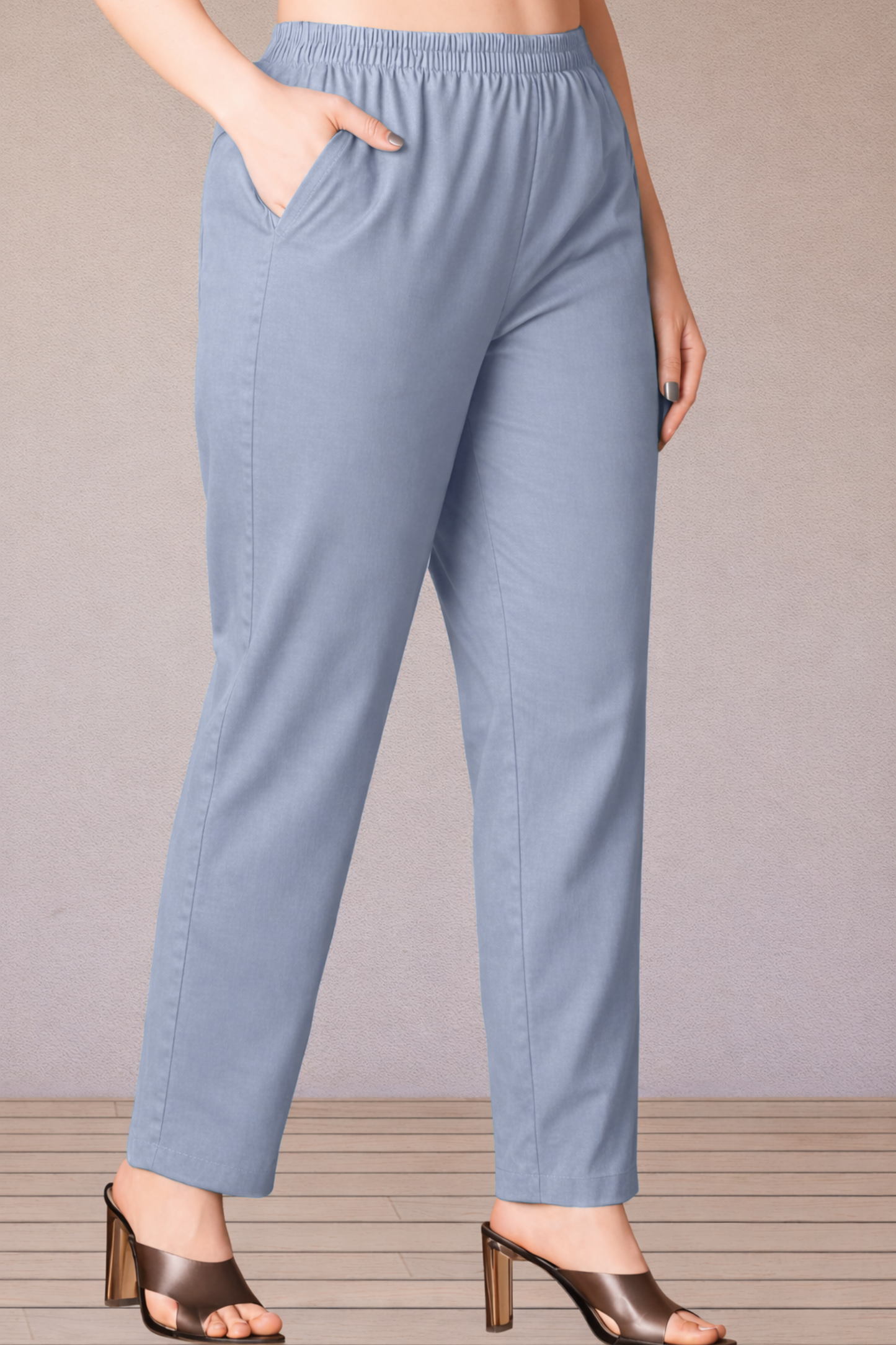 Powder Blue Poplin Cotton Pant