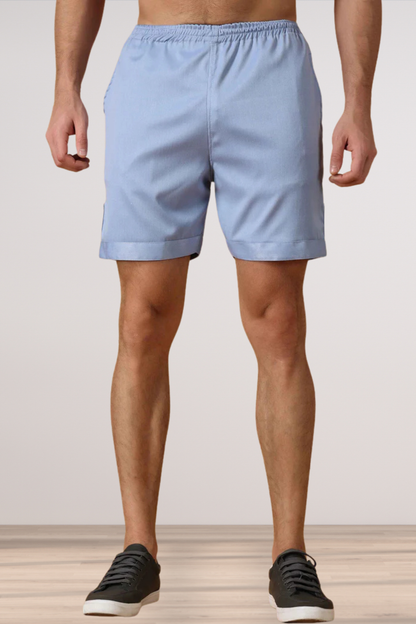 Powder Blue Cotton Lycra Shorts