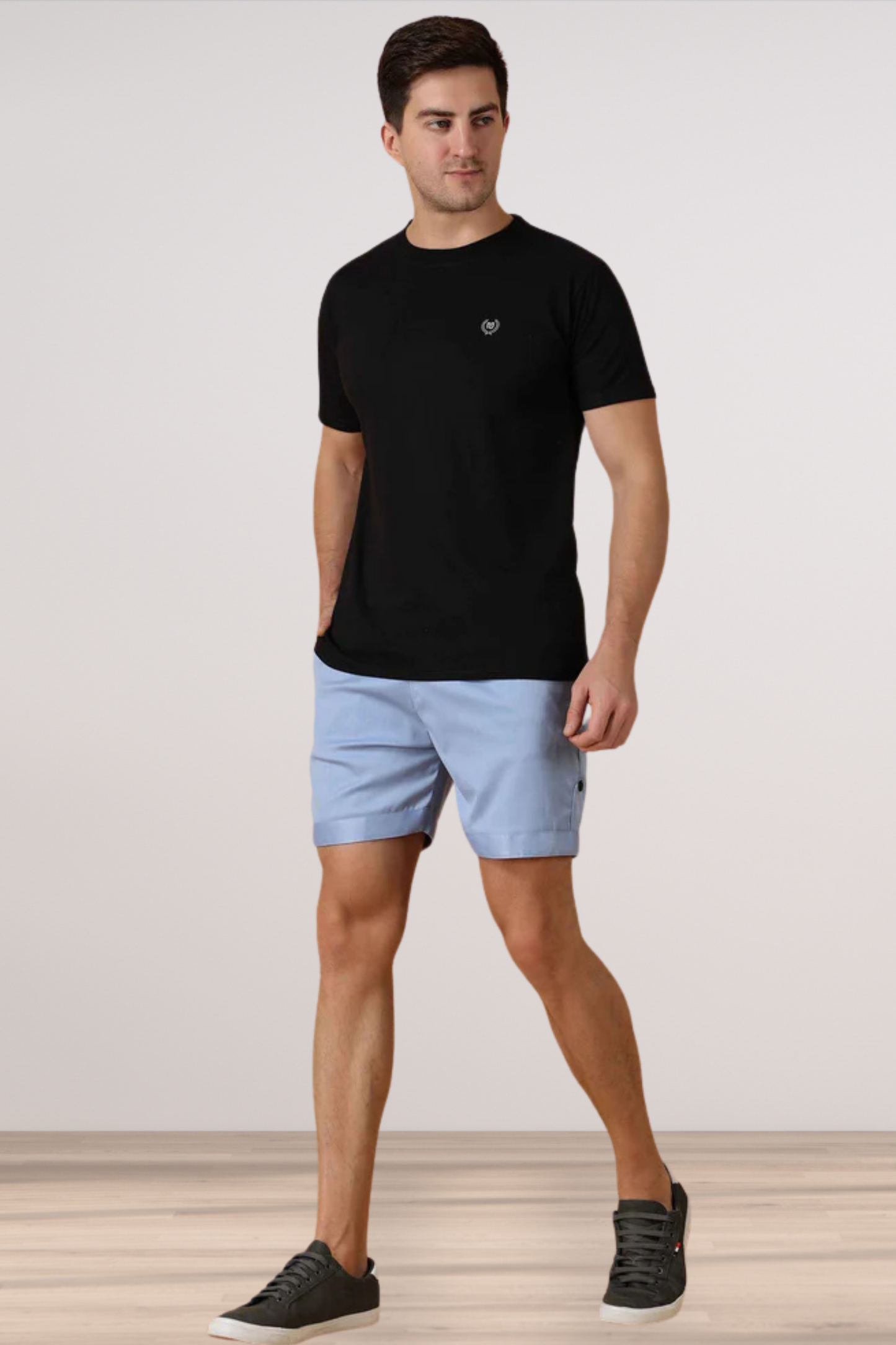 Powder Blue Cotton Lycra Shorts