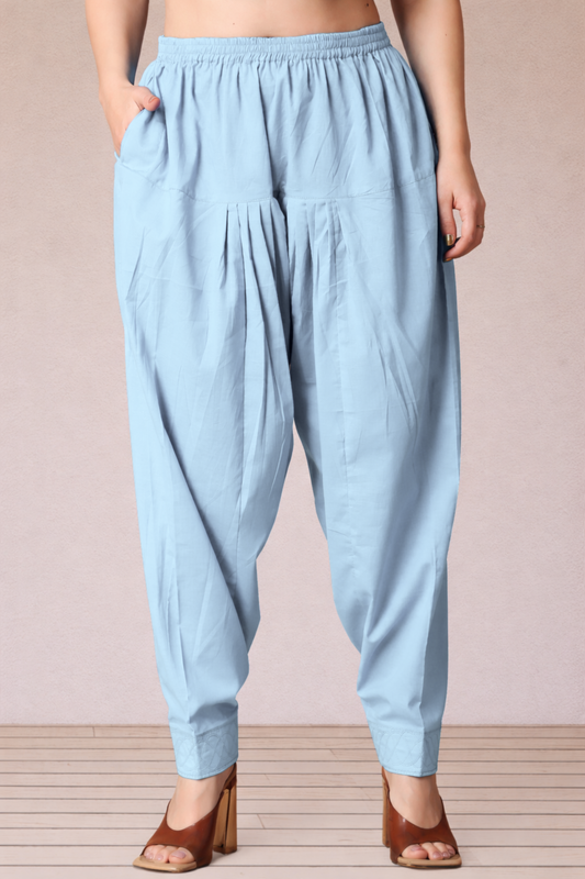 Powder Blue Cotton Straight Salwar