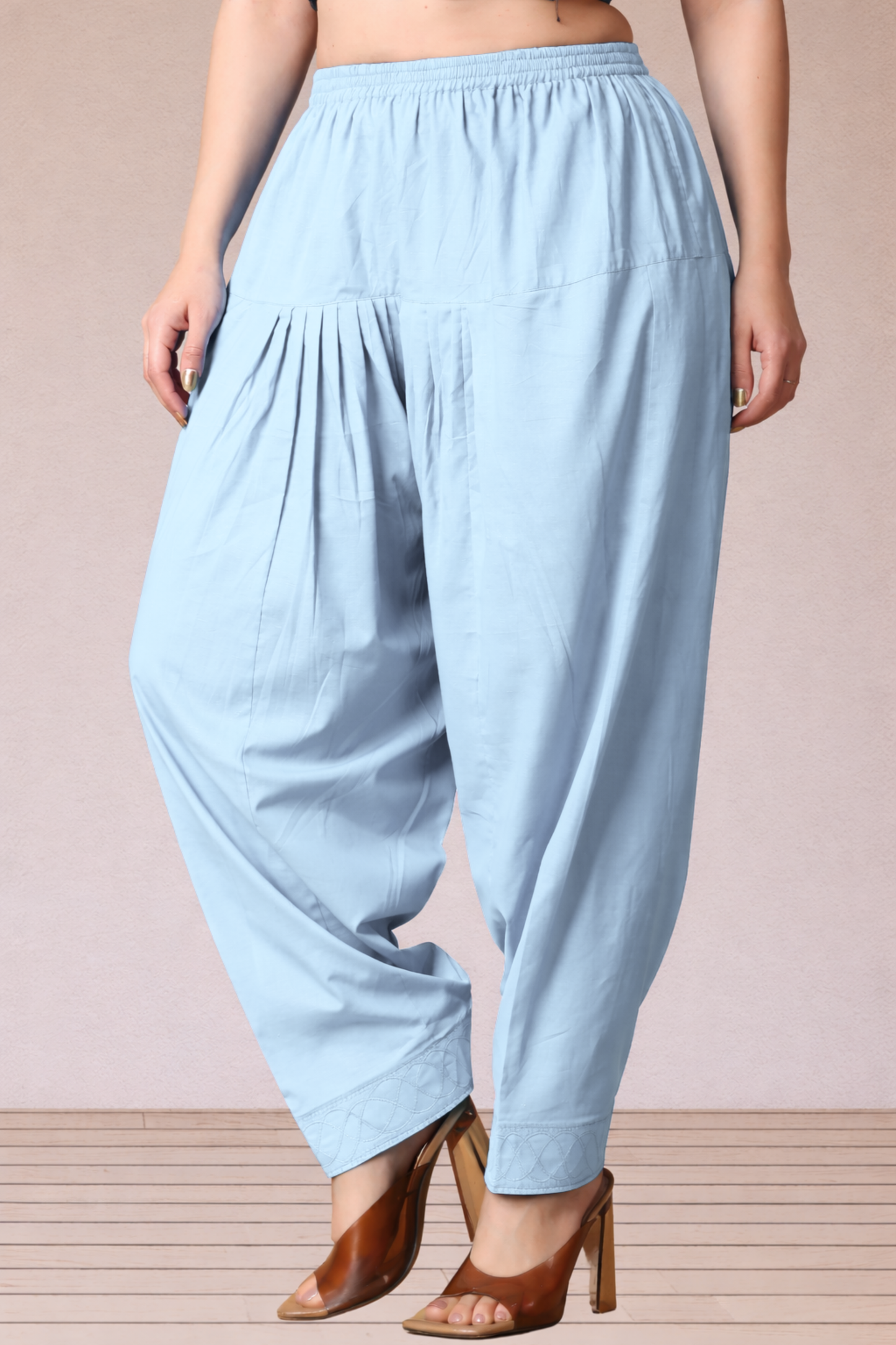 Powder Blue Cotton Straight Salwar