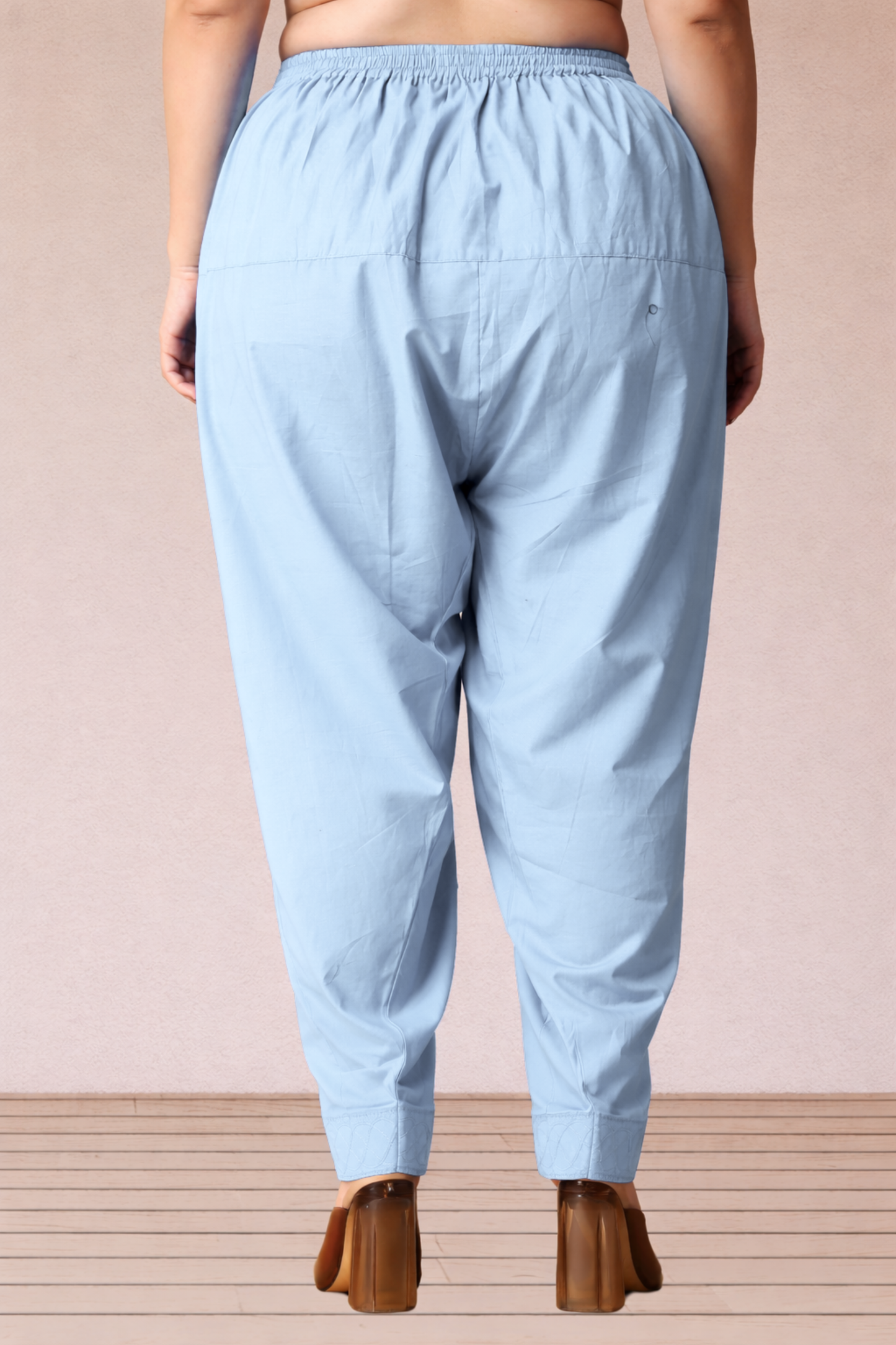 Powder Blue Cotton Straight Salwar