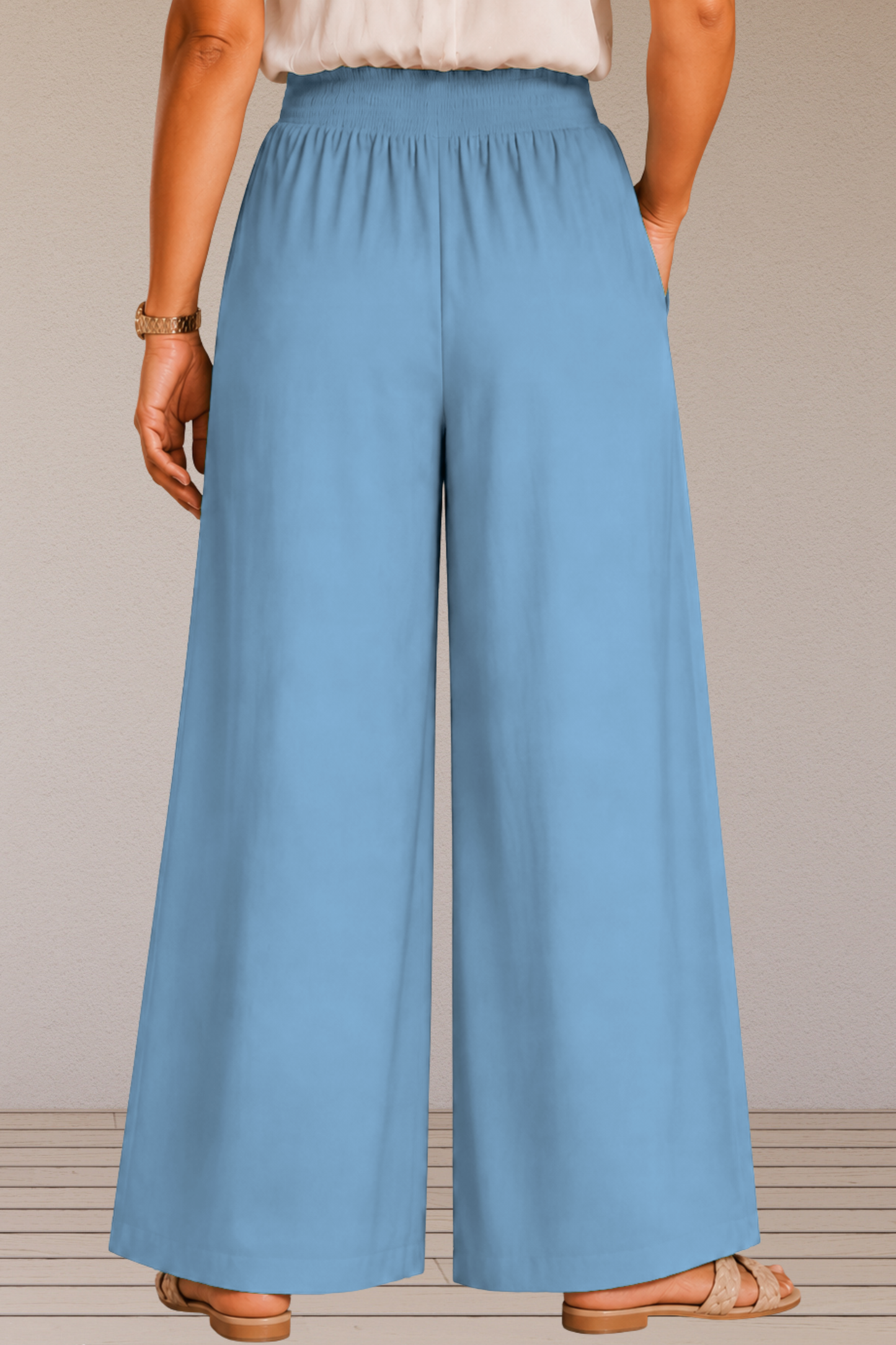 Powder Blue Flared Palazzo Pant