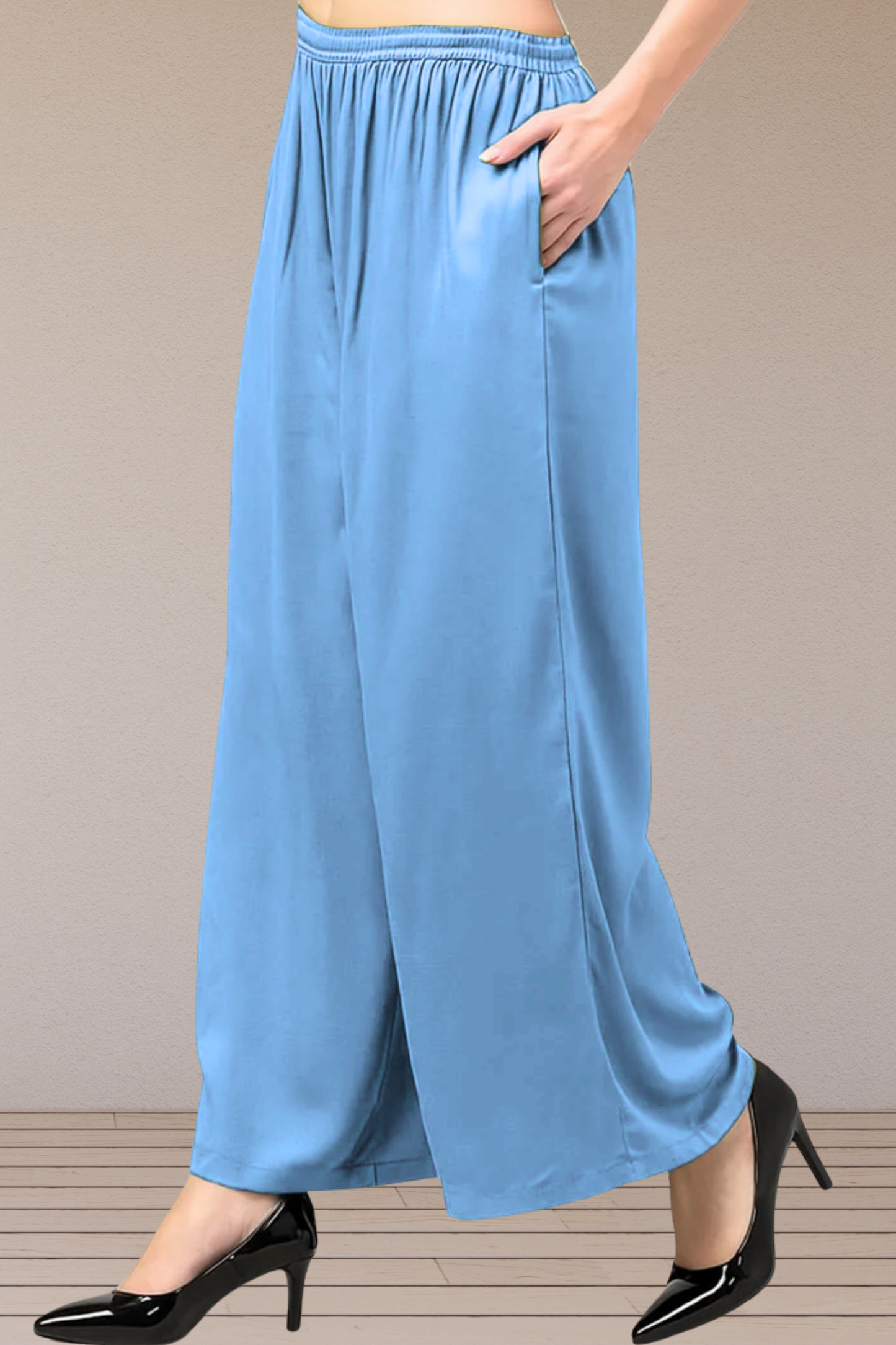 Powder Blue Flared Palazzo Pant