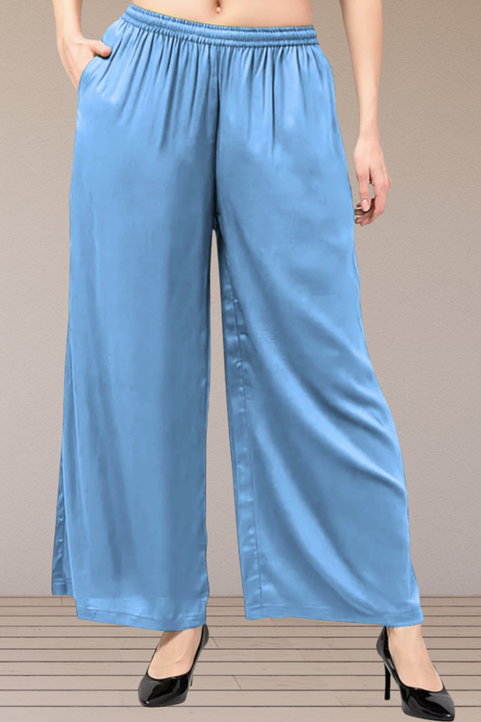 Powder Blue Flared Palazzo Pant