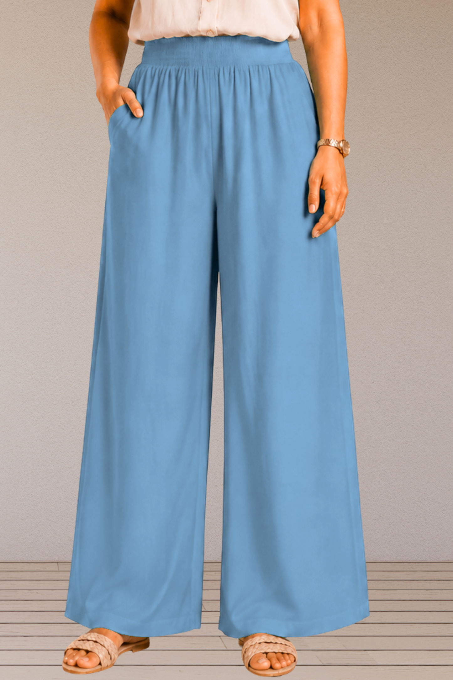 Powder Blue Flared Palazzo Pant