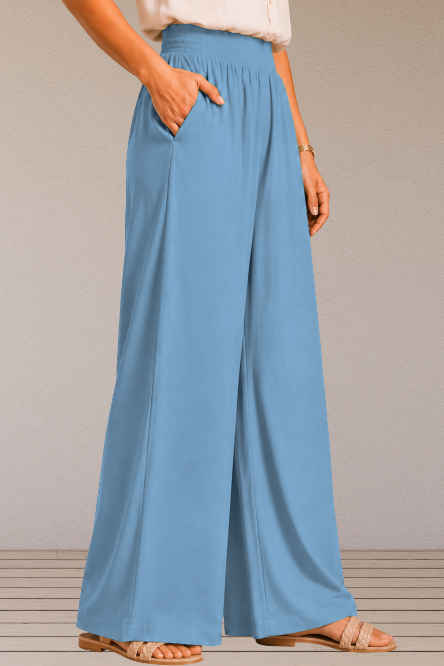 Powder Blue Flared Palazzo Pant
