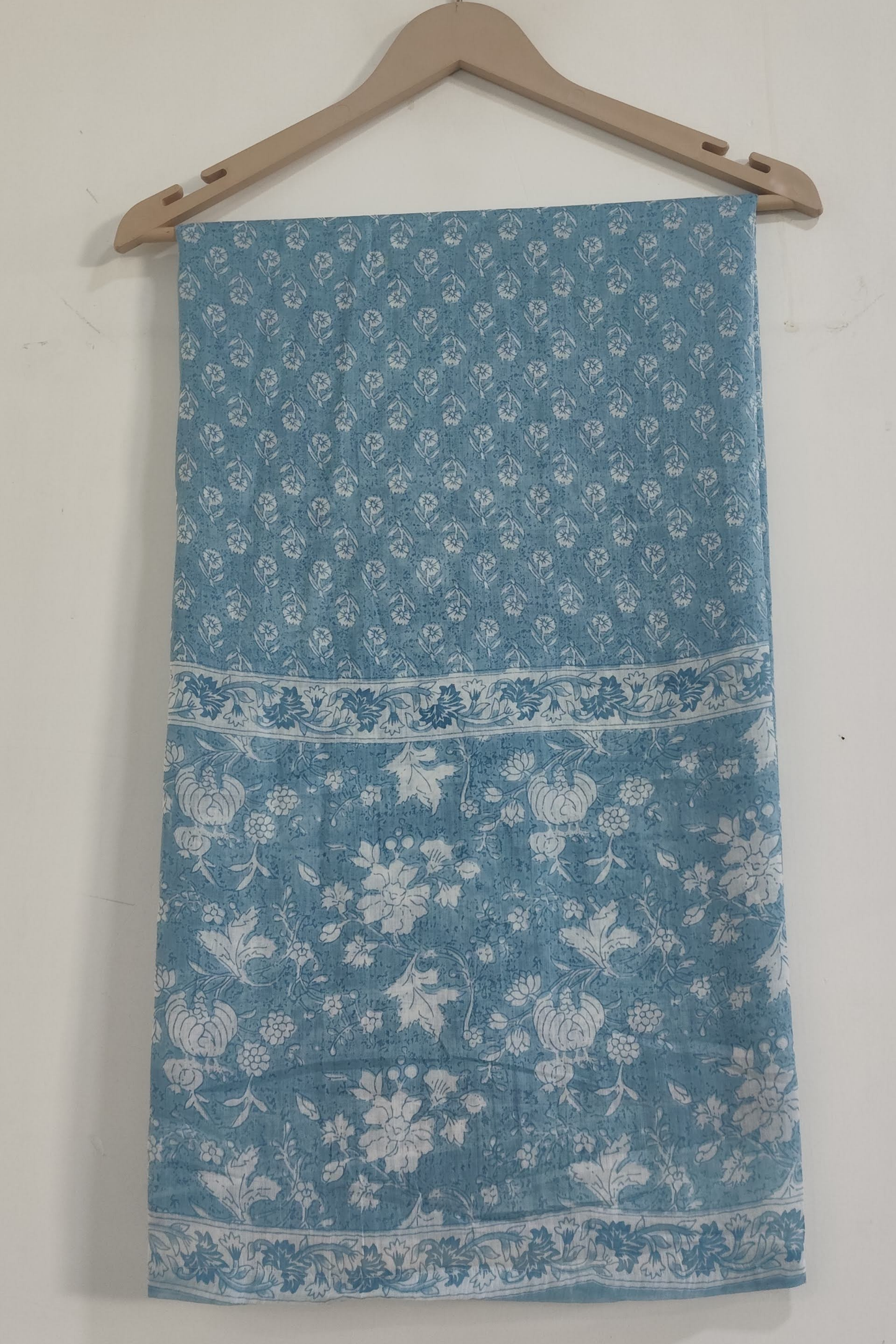 Powder Blue Floral Cotton Dupatta